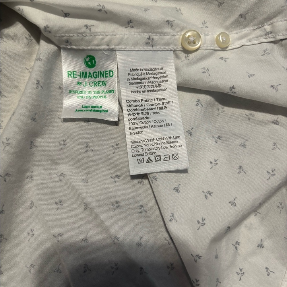 J. Crew Men's White and Black Patterned Shirt - Picture 9 of 11